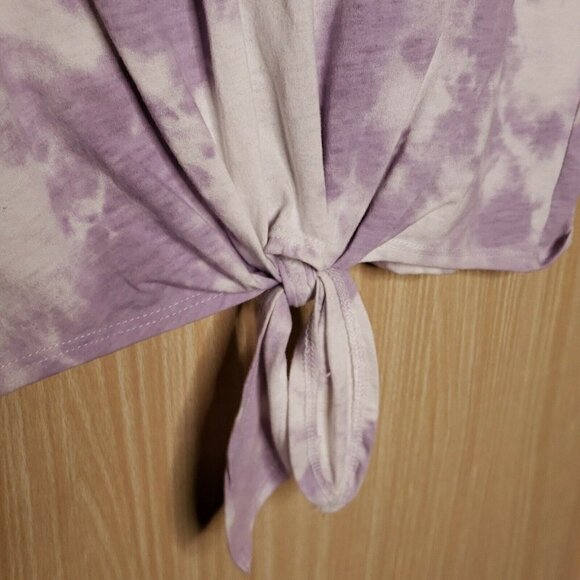 Fifth Sun Womens Purple Tie Dye Weekend Front Knot Top Large - Picture 4 of 5